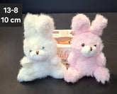 Iepuraș pluș mic 10cm – jucărie pufoasă alb/roz pentru copii și cadouri 10/set